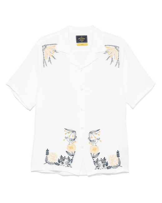 Portuguese Flannel Hemd mit Blumenstickerei in White für Herren