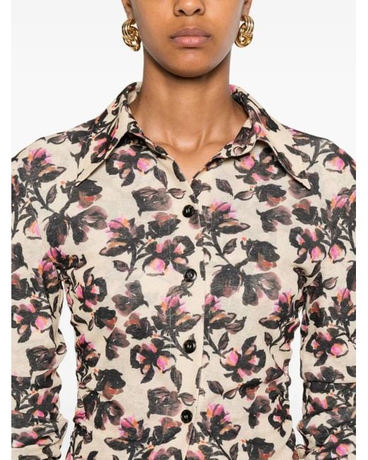Nanushka Blouse Met Bloemenprint in het Natural