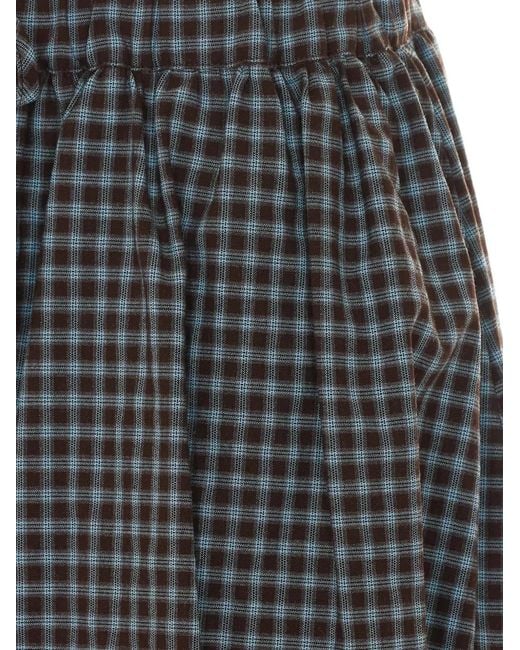 ELEH Gray Check-Pattern Balloon-Motif Mini Skort