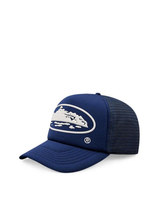 corteiz Blue Puff-Print Trucker Hat for men