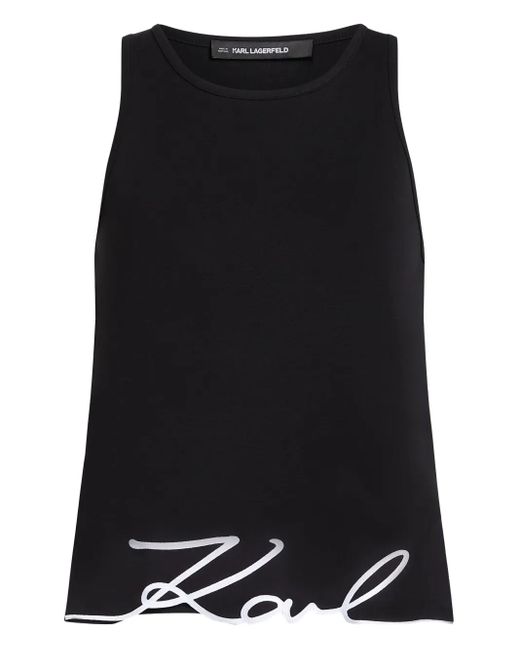 Karl Lagerfeld Black Signature Hem Tank Top