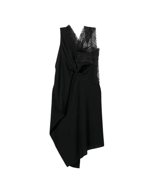 Junya Watanabe Black Asymmetric Draped Gathered Midi Dress