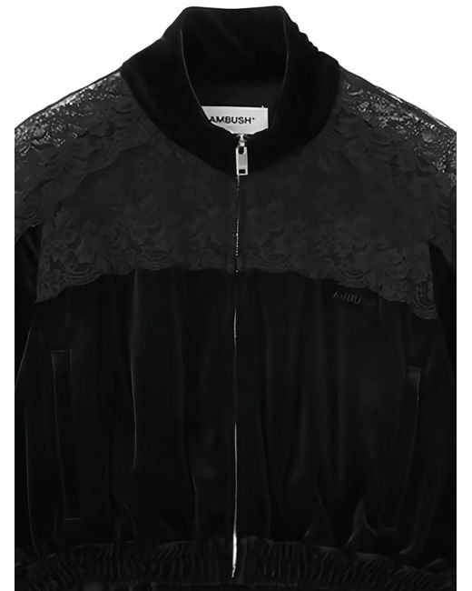 Ambush Black Lace-Panel Bomber Jacket