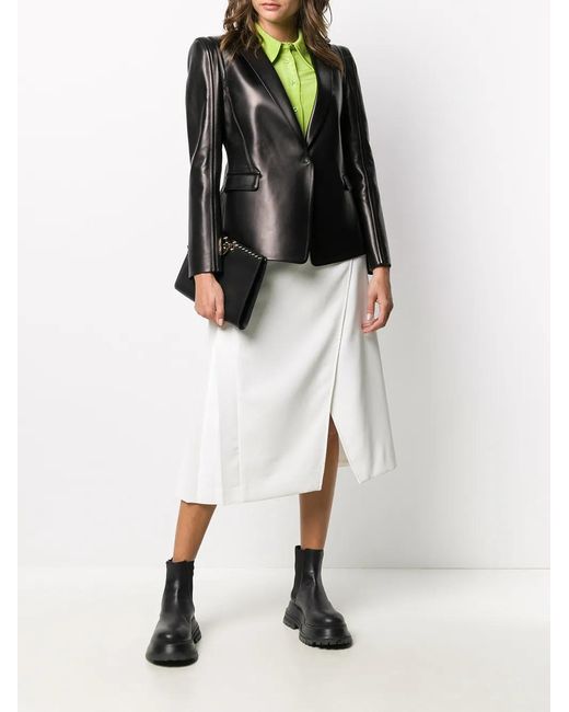 Valentino Garavani Black Single-Breasted Leather Blazer