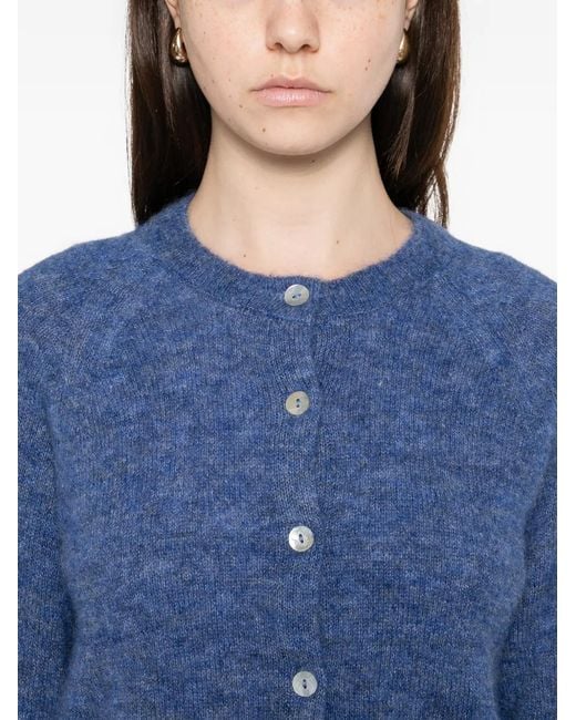 Doen Blue Petra Puff-Sleeves Cardigan