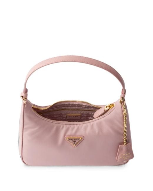 Prada Pink Mini Re-Edition 2005 Re-Nylon And Saffiano Bag
