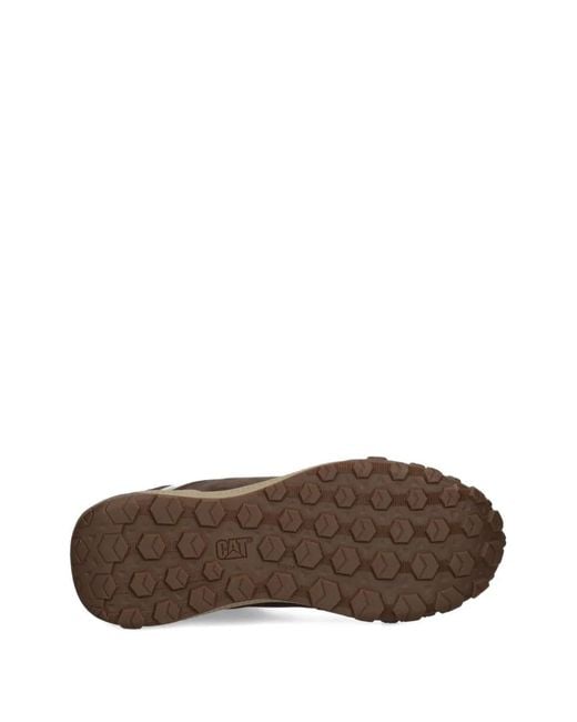 Caterpillar Brown Hex Ready Leather Lace-Up Sneakers for men