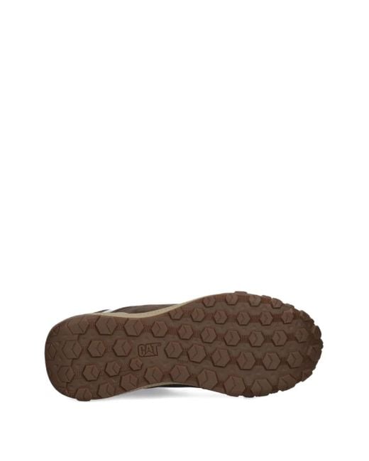 Caterpillar Brown Hex Ready Leather Lace-Up Sneakers for men