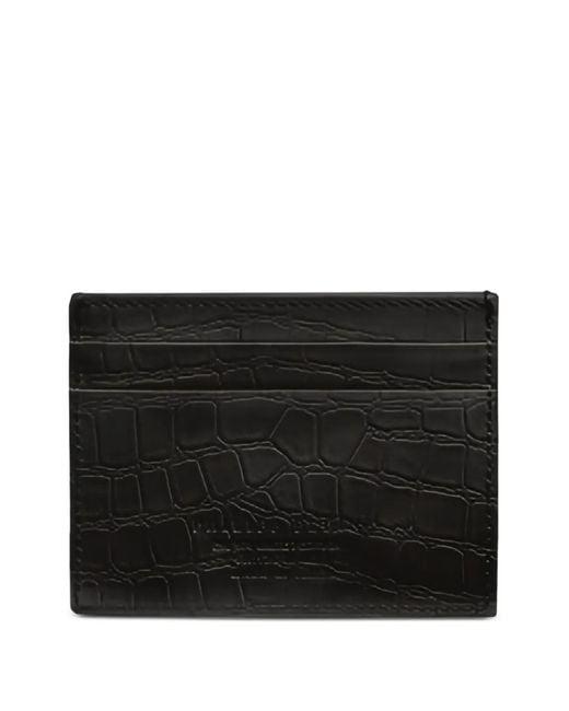Philipp Plein Black Crocodile-Effect Card Holder