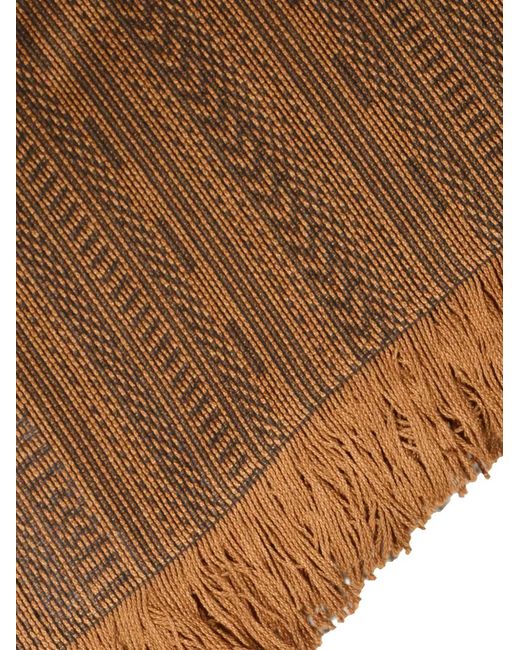Max Mara Brown Fringed Patterned Scarf