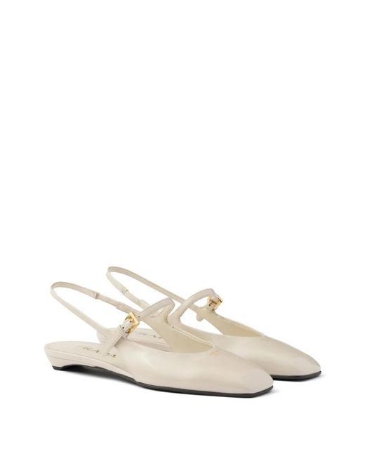 Prada White Leather Slingback Ballerinas