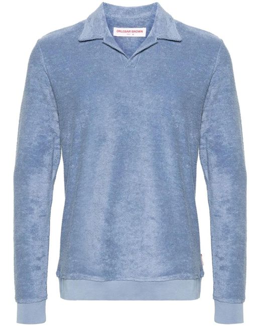 Orlebar Brown Blue Santino Towelling-Finish Polo Shirt for men