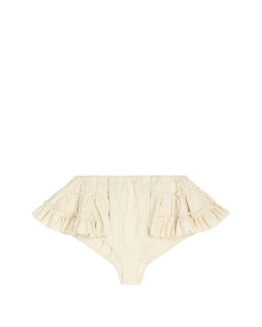 Dries Van Noten Natural Ruffled Micro Shorts