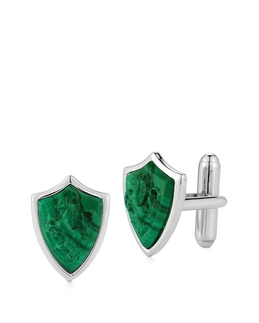Mateo Green Malachite Shield Cufflinks for men