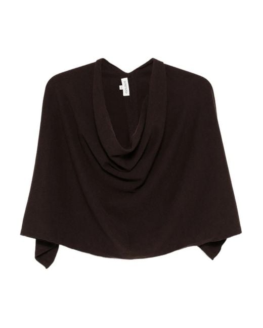 Eric Bompard Black Poncho Aus Kaschmir Mit Wasserfallkragen