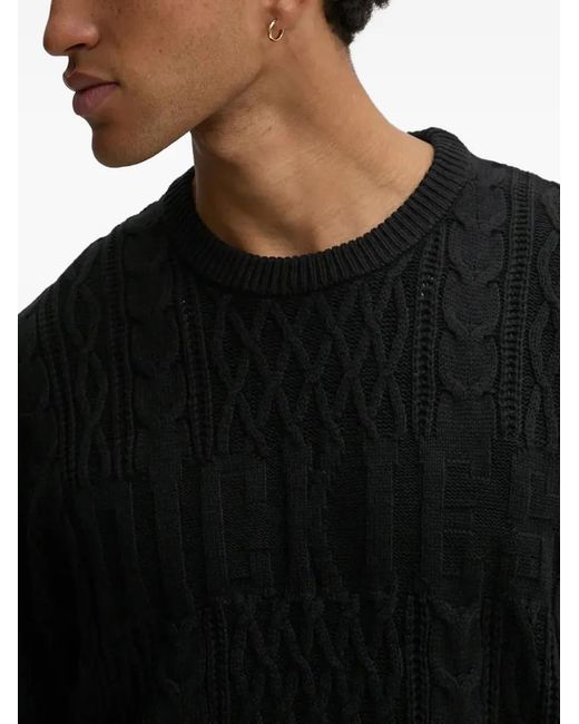 Dickies Black Cable-Knit Crew-Neck Sweater for men