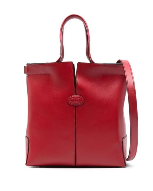 Tod's Red Small Di Bag Folio Tote Bag