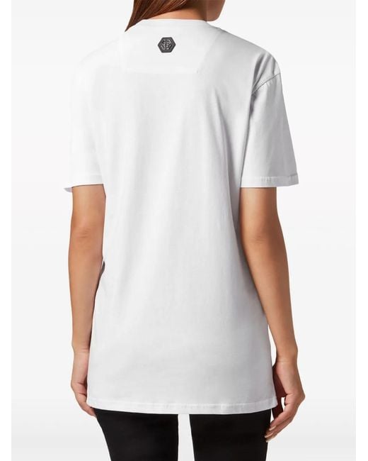 Philipp Plein White Logo-Print Cotton T-Shirt
