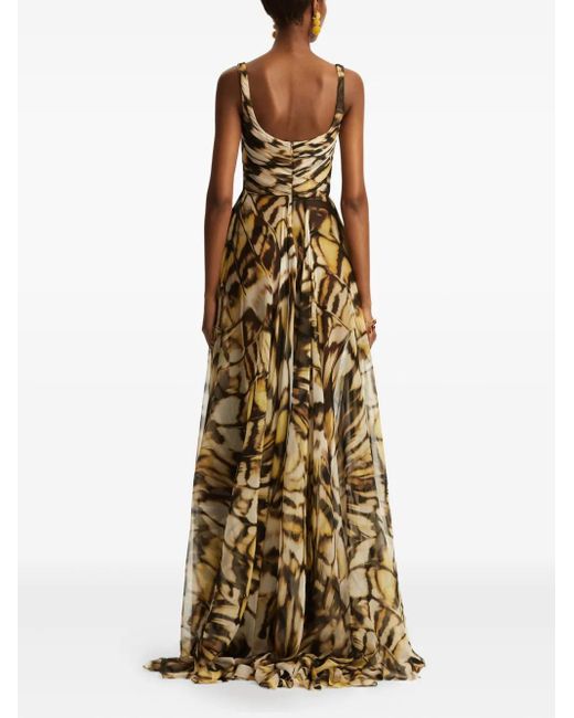 Robe Imprimée En Soie Oscar de la Renta en coloris Metallic