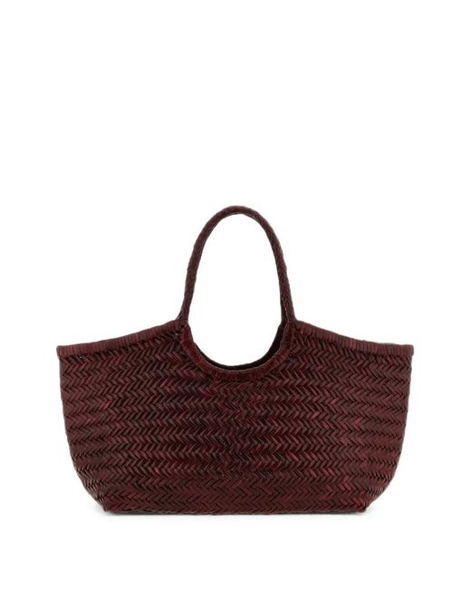 Dragon Diffusion Brown Big Nantucket Woven Leather Shoulder Bag