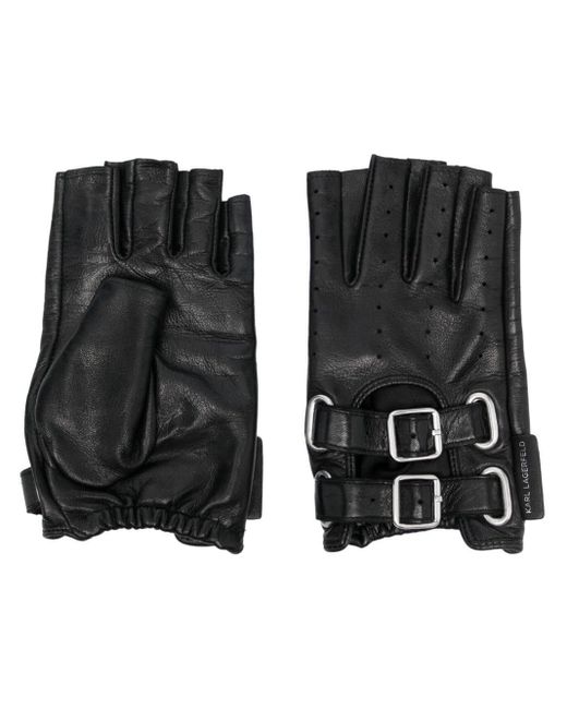 Karl Lagerfeld monogram-pattern Gloves - Black