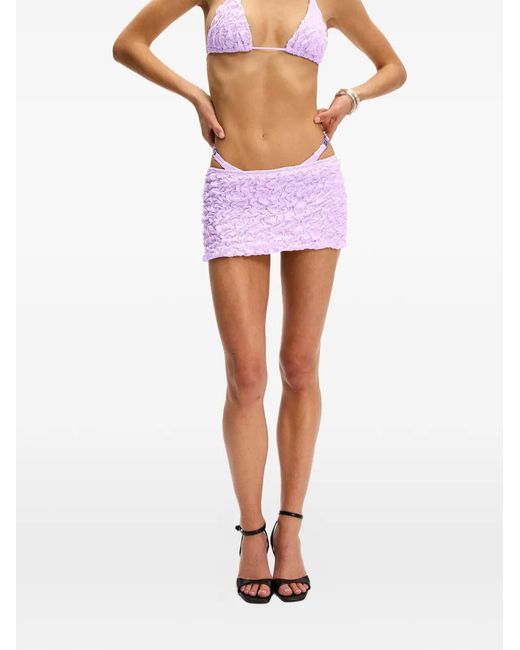 Selia Richwood Purple Lia Shirred Mini Beach Skirt