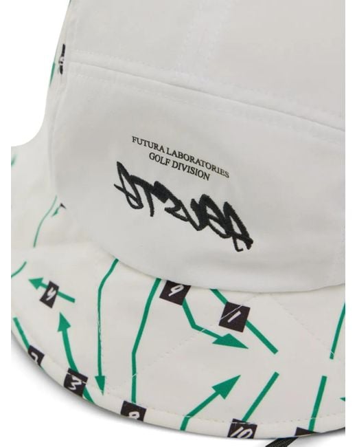Malbon Golf White X Futura Tag Graphic-Print Bucket Hat for men