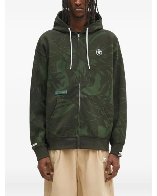 Felpa Con Stampa Camouflage di Aape By A Bathing Ape in Green da Uomo