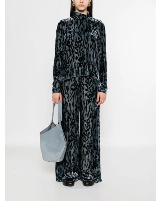 Forte Forte Black Animal-Print Turtleneck Top