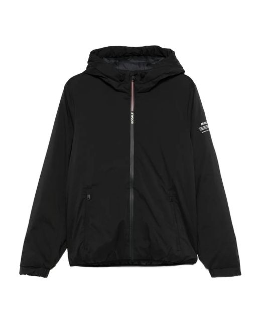 Ecoalf Black Hooded Zip-Front Jacket for men