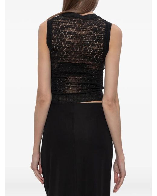 DSquared² Black Openwork Sleeveless Vest