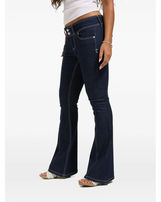 Juicy Couture Blue Logo-Embroidered Flared Jeans