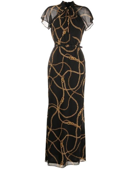 Polo Ralph Lauren Black Kleid mit Ketten-Print