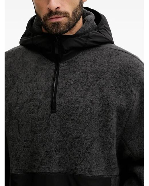 EA7 Black Half-Zip Hoodie for men