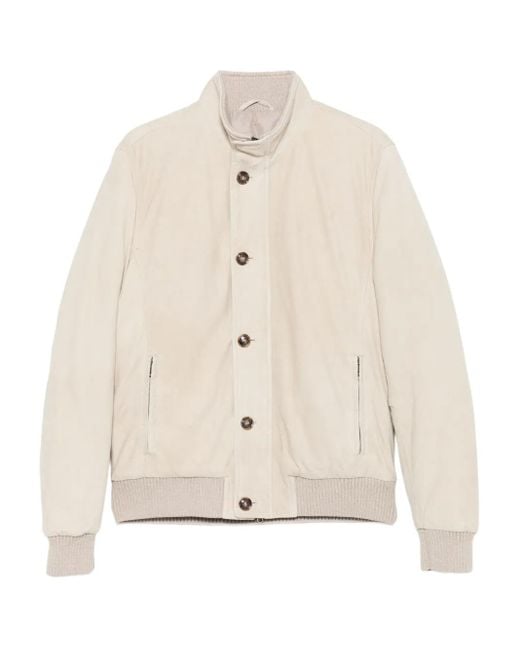 Barba Napoli Natural Button-Fastening Ribbed-Cuff Jacket for men