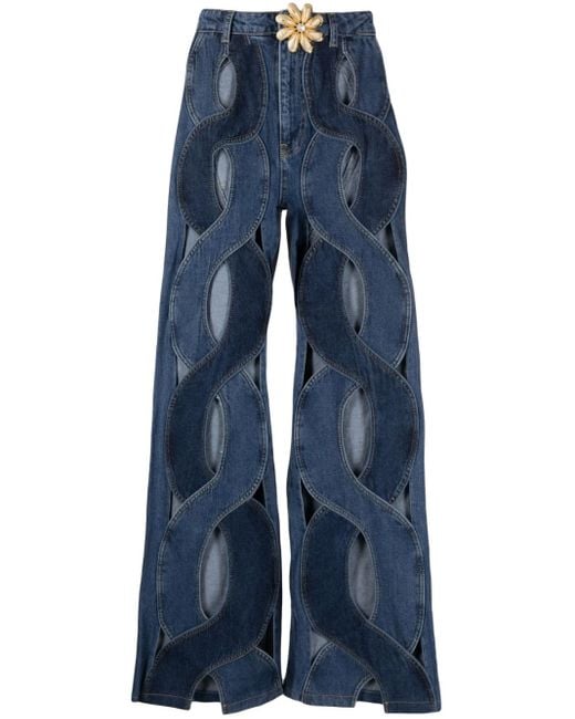 Area Blue Rope Cut-out Wide-leg Jeans