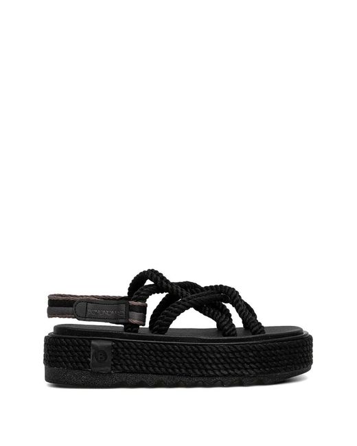 Bohonomad Black Rope-Detail Flatform Espadrilles