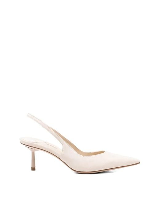 Le Silla White Point-Toe Slingback Pumps