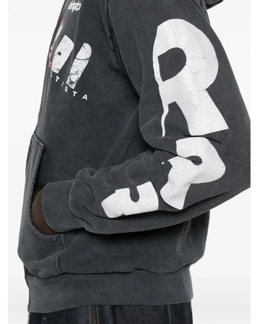RIVINGTON roi Rebis Black Graphic-Print Zip-Up Hoodie for men