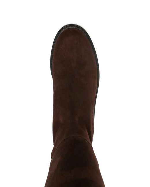 Stuart Weitzman Brown Suede Stretch-Knit Boots