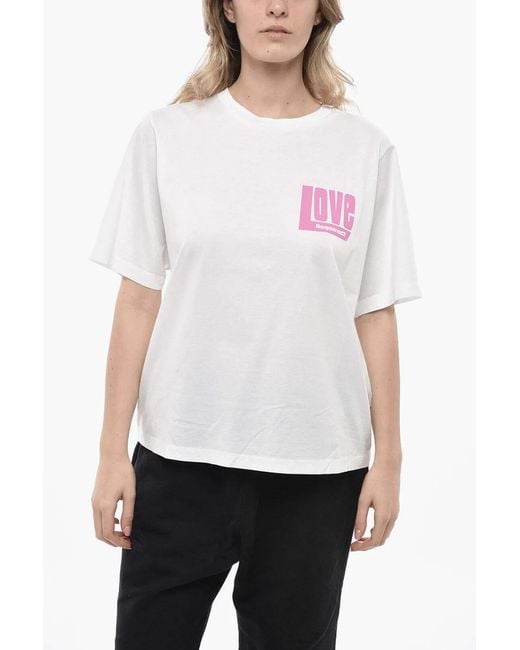 DSquared² White Logo-Print Cotton T-Shirt