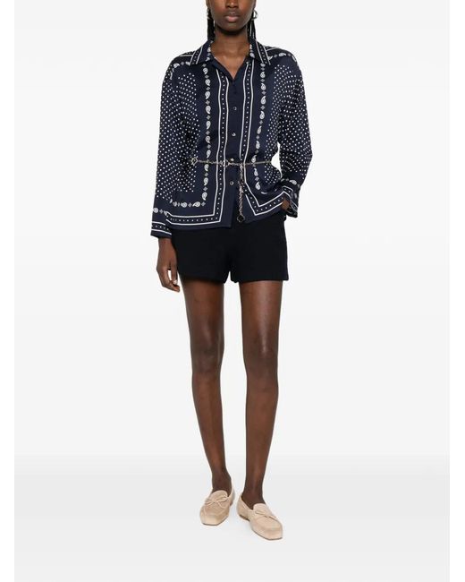 Maje Blue Tweed Shorts With Denim Details