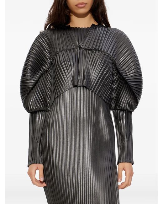 Issey Miyake Black Buttoned Pleated Top