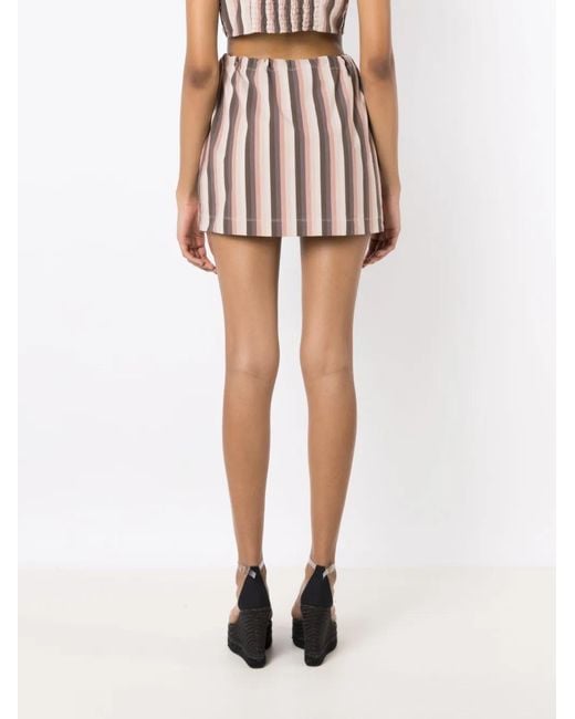 Amir Slama Pink Striped Drawstring-Waist Miniskirt