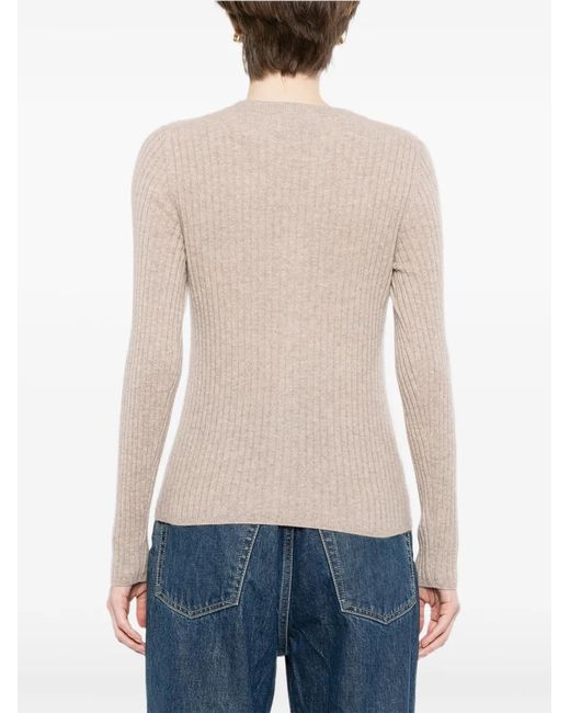 N.Peal Cashmere White Ribbed Full Zip Cardigan