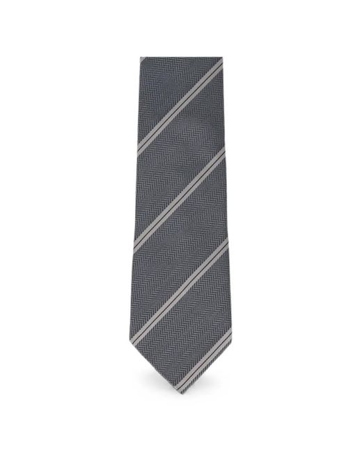Tom Ford Gray Herringbone-Knit Diagonal-Stripe Tie for men