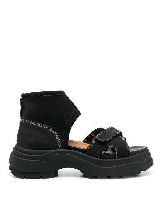 Maison Margiela Black Strap-Detail Suede Sandals