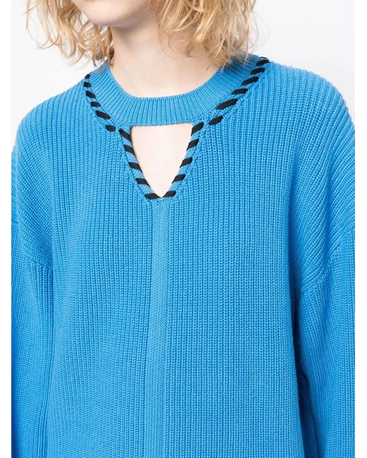 3.1 Phillip Lim Blue Ribbed V-Neck Jumper