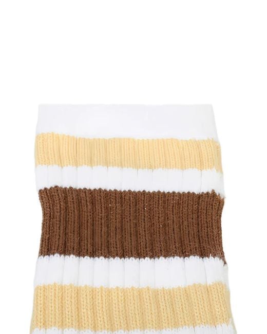 DSquared² White Logo-Print Striped Socks for men