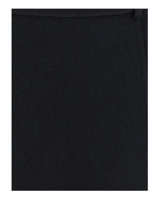 Jil Sander Black Herringbone Wool Mini Skirt